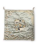 A Silk Panel embroidered with a Roundel of Cranes, Republic period,