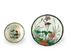 A  famille verte  Teacup and Saucer with Lotus, Kangxi