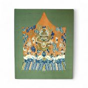 A Section of a fine silk Kesi Dragon Robe, 18th century, framed