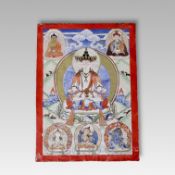 A Small Thangka Image of the four headed Sarvavid Vairocana, 18/19th century