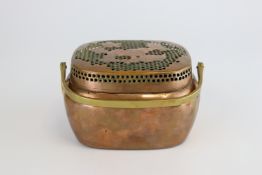 A Copper Hand Warmer and Cover, 19th century