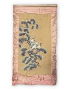 An Embroidery of Two Cranes on a Pine, 19th century,