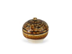 A Brown-glazed Moulded Box and Cover