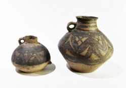 Two Painted Pottery Handled Jars, Majiayao Culture, Machang Phase
