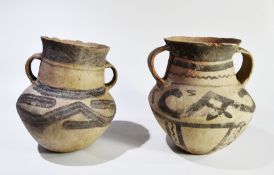 Two Painted Pottery Handled Jars, Xindian Culture
