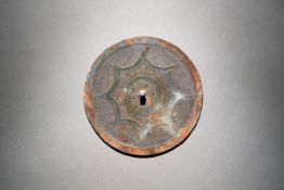 A Bronze Circular Mirror with Spiralling Clouds and Joined Arc Borders, Warring States/Qin Dynasty