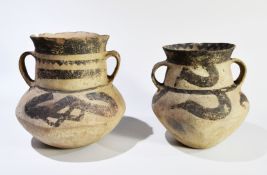 Two Painted Pottery Handled Jars, Xindian Culture