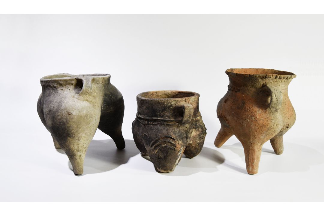 Three Pottery Tripod Censers, Siwa Culture - Image 2 of 3