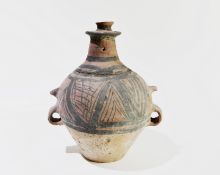 A Rare Painted Pottery Handled Jar and Lid, Majiayao Culture, Machang Phase