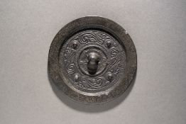 A Bronze Four Nippled Mirror with Four Snake Dragons Western Han Dynasty