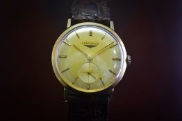 Longines 10k Gold Admiral 1113-370 Vintage Sub Seconds Men's Wristwatch 1966 cal. 370