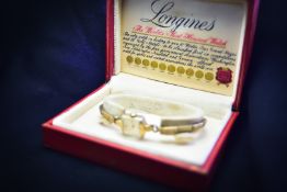 Longines Womens ​​​​​Gold Square Face Vintage Watch & Box c.1940/50
