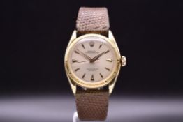 Rolex Oyster Perpetual Ref 6085 14k Yellow Gold Semi Bubbleback Gold Men's Wristwatch