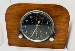 Jaeger Lecoultre Temps Du Marche 8 Day Desk Chronograph Clock c.1930s Black Dial