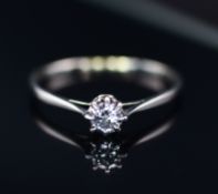 SOLITAIRE DIAMOND Platinum Gold RING 18ct PT, Diamond 0.25 Size P, 1.4g