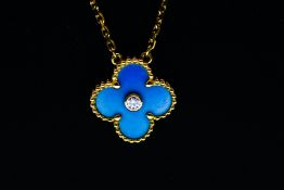VAN CLEEF & ARPELS Vintage Alhambra Sable diamond Necklace 18ct 750 Yellow Gold 6.6g
