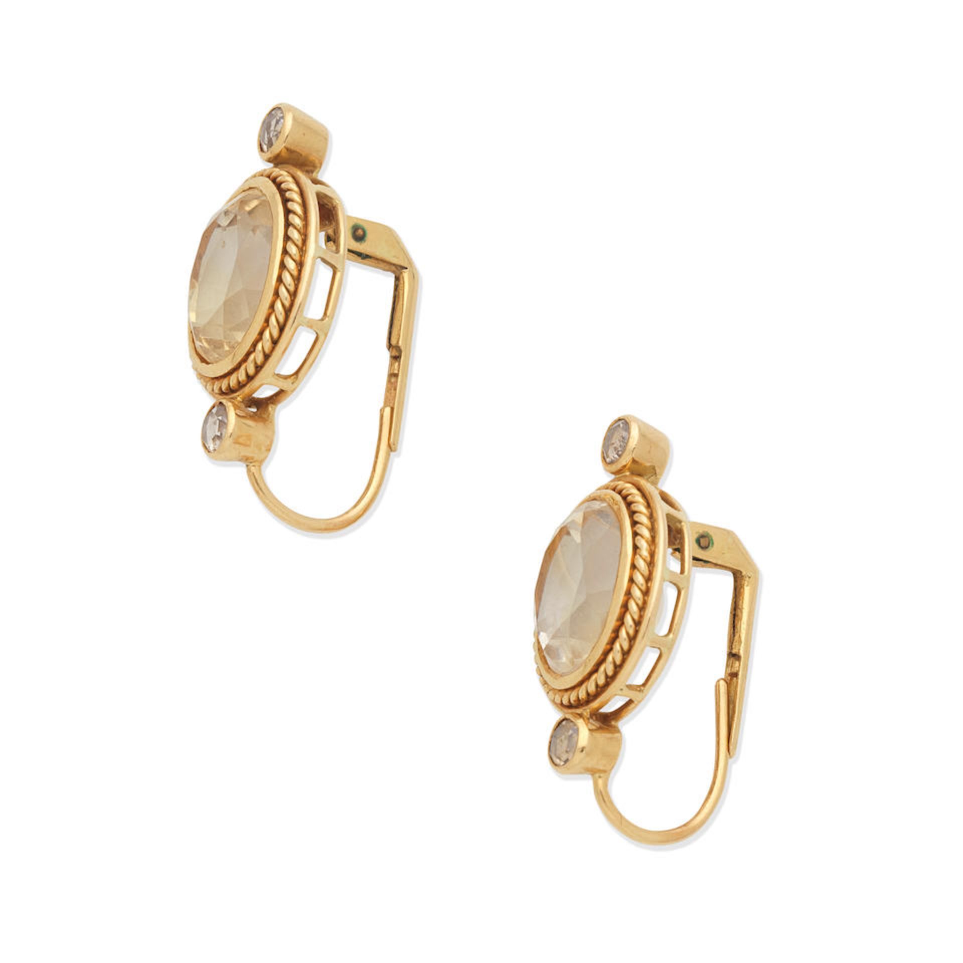 CITRINE AND DIAMOND EARRINGS - Bild 2 aus 3