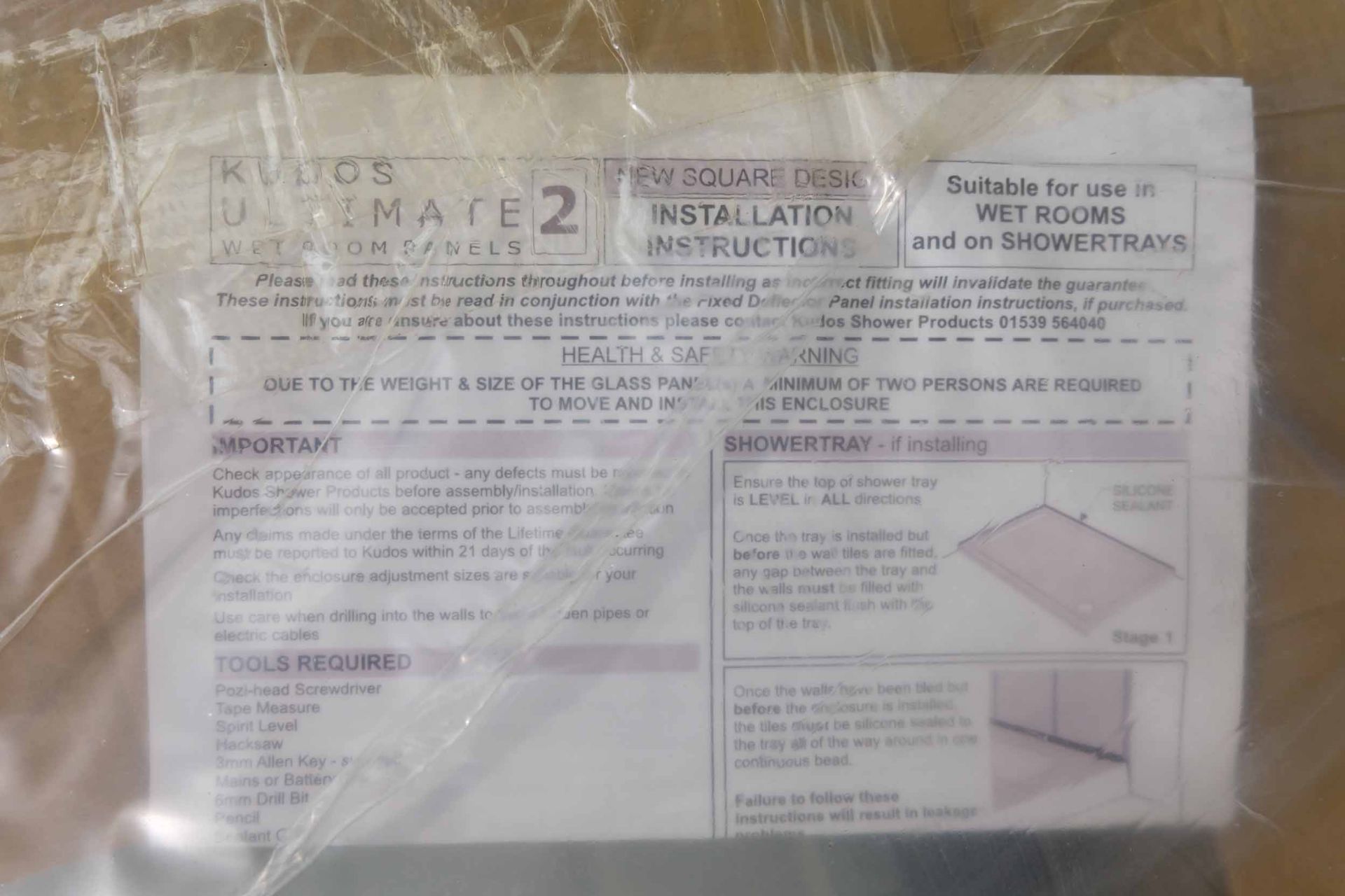 Kudos Ultimate 2 Wet Room Glass Panel. Size: 1952mm x 1355mm x 8mm. 8mm Toughened Safety Glass. - Image 3 of 4