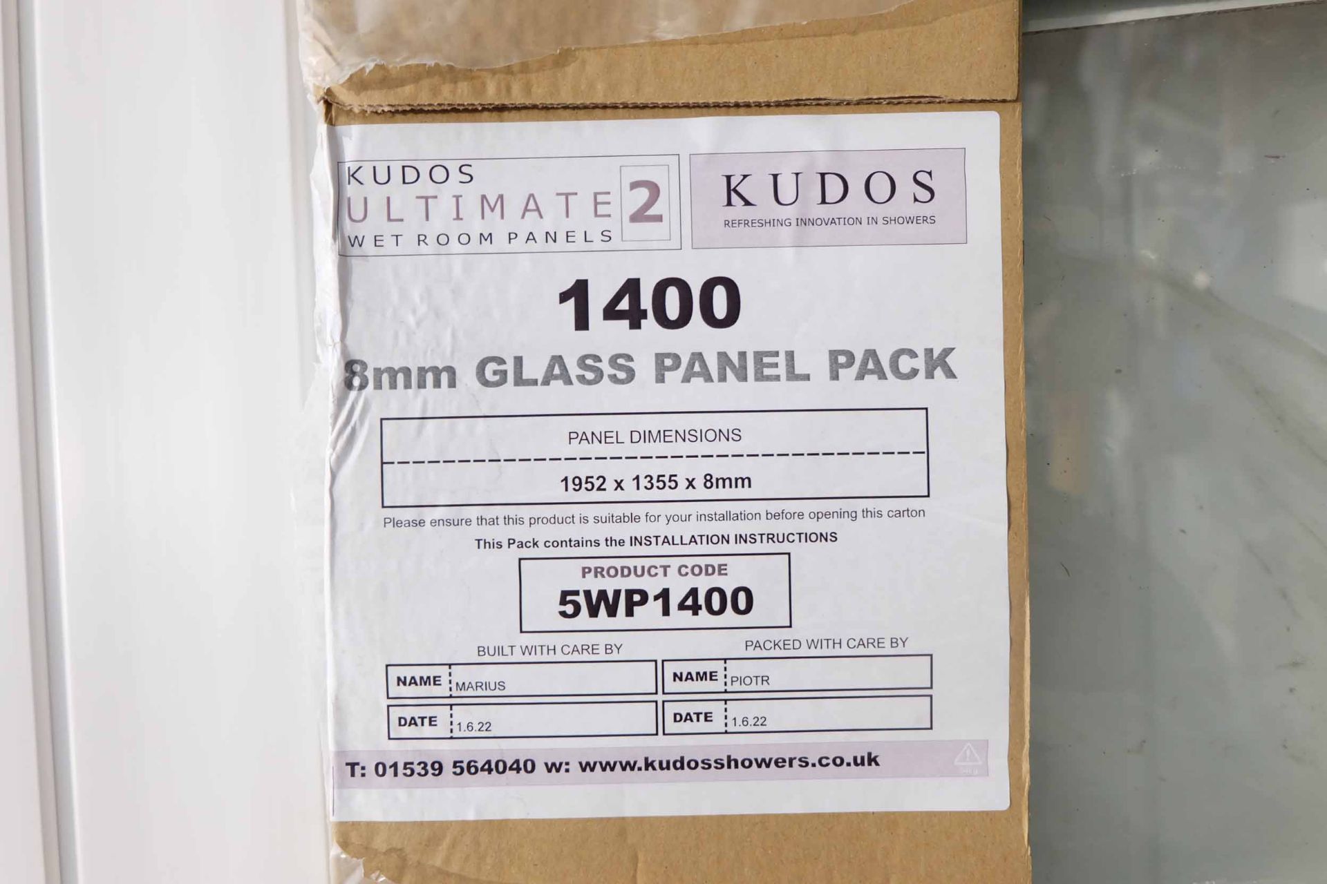 Kudos Ultimate 2 Wet Room Glass Panel. Size: 1952mm x 1355mm x 8mm. 8mm Toughened Safety Glass. - Image 2 of 4