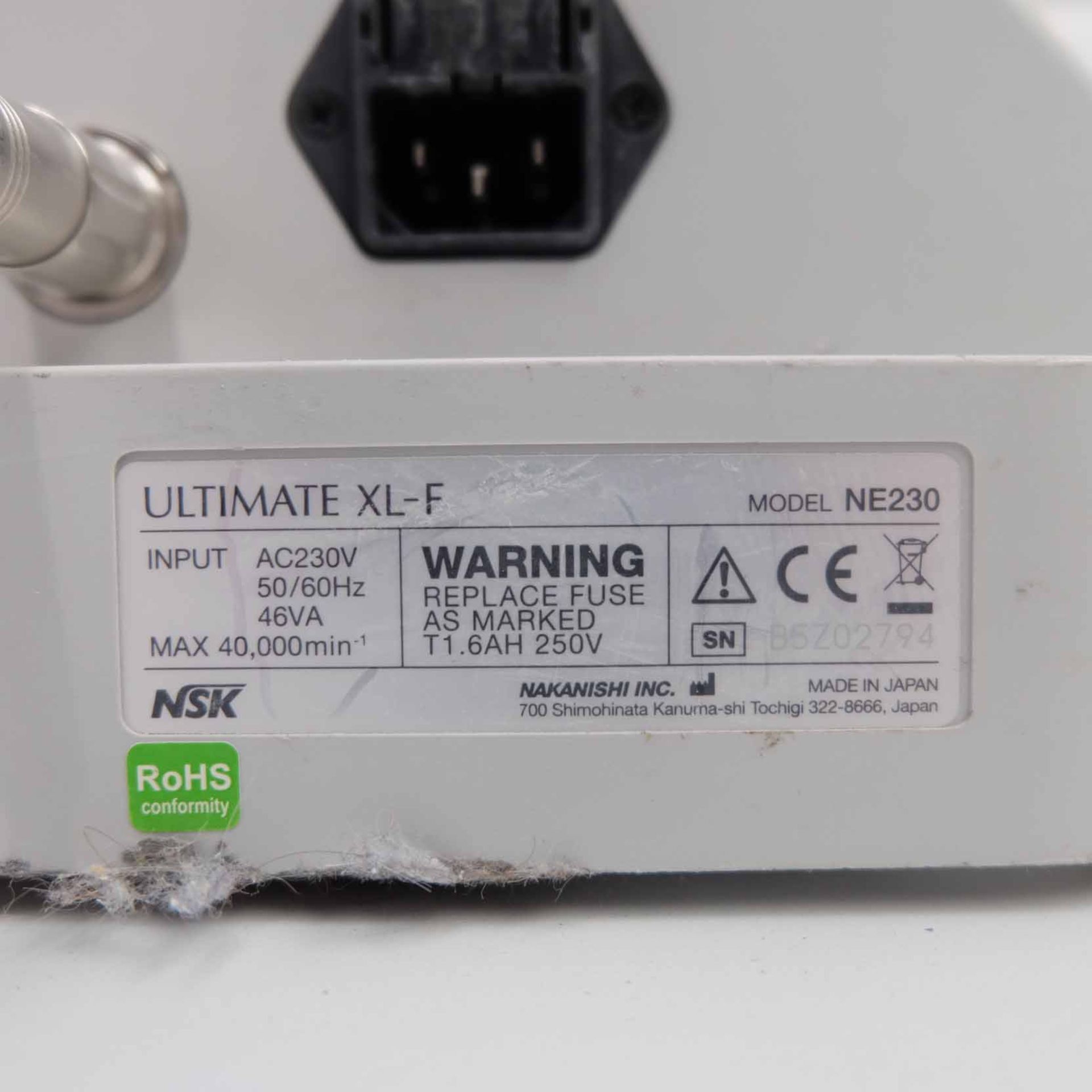 NSK Ultimate XL-F Model NE230 Micromotor With Handpiece. Max RPM 40,000. Single Phase, 230V. - Image 8 of 8