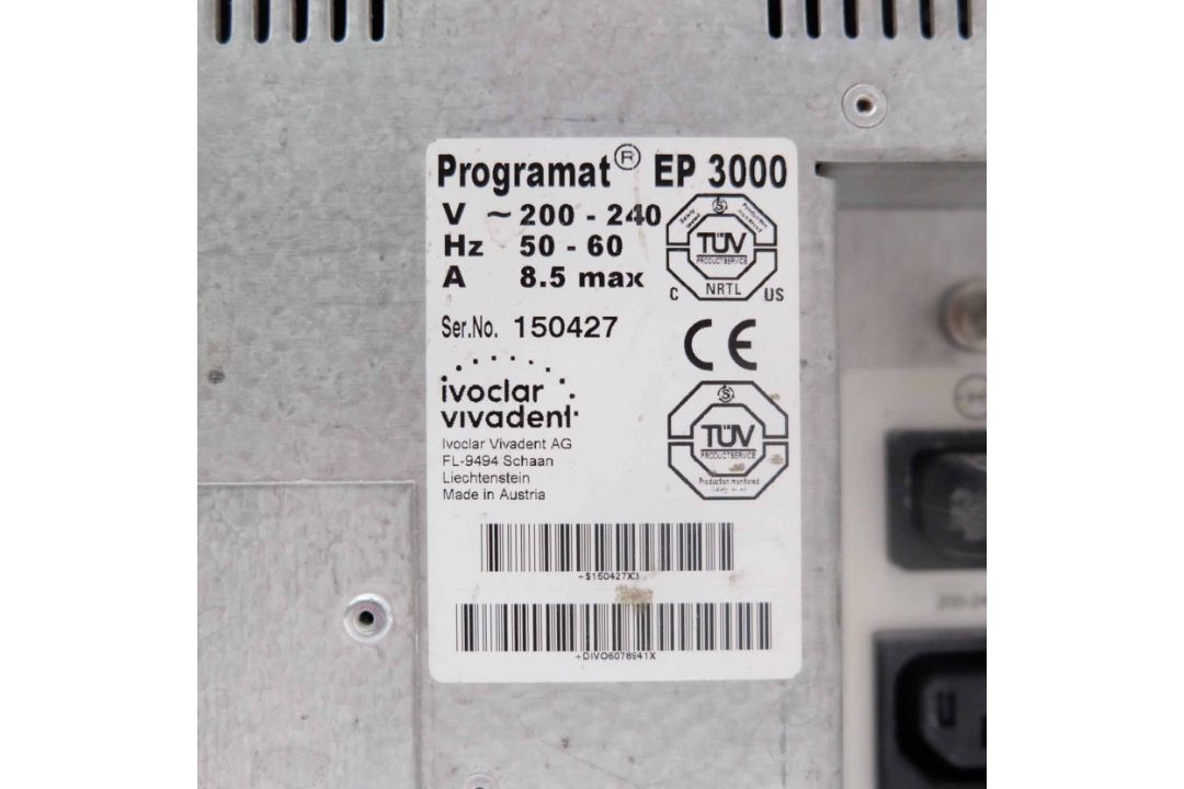 Ivoclar Vivadent Programat EP 3000 Ceramic Furnace. Max Temp 1200 Degrees Celsius. Programmes: 20. - Image 11 of 11
