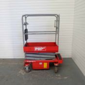Pop Up Push8Pro Scissor Lift. Max Platform Height 2.44mtr. Max Platform Load 400KG.