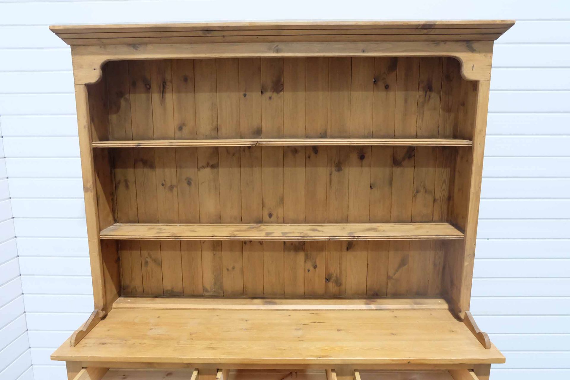 2 Piece Pine Dresser. 2 Shelves in Top Cabinet. 3 Drawers and 3 Doors in Bottom Cabinet. - Image 9 of 9