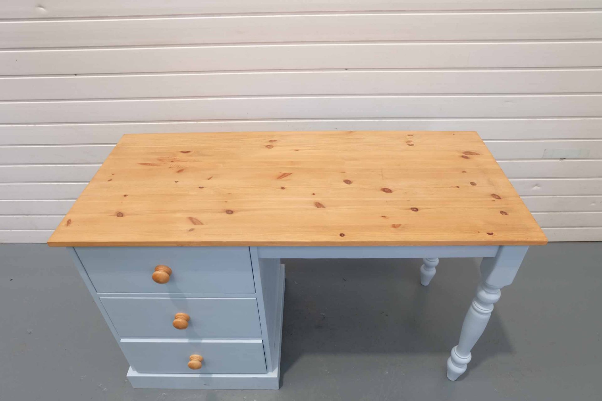 Solid Wood Desk / Dressing Table With 3 Drawers in Blue. - Image 4 of 6