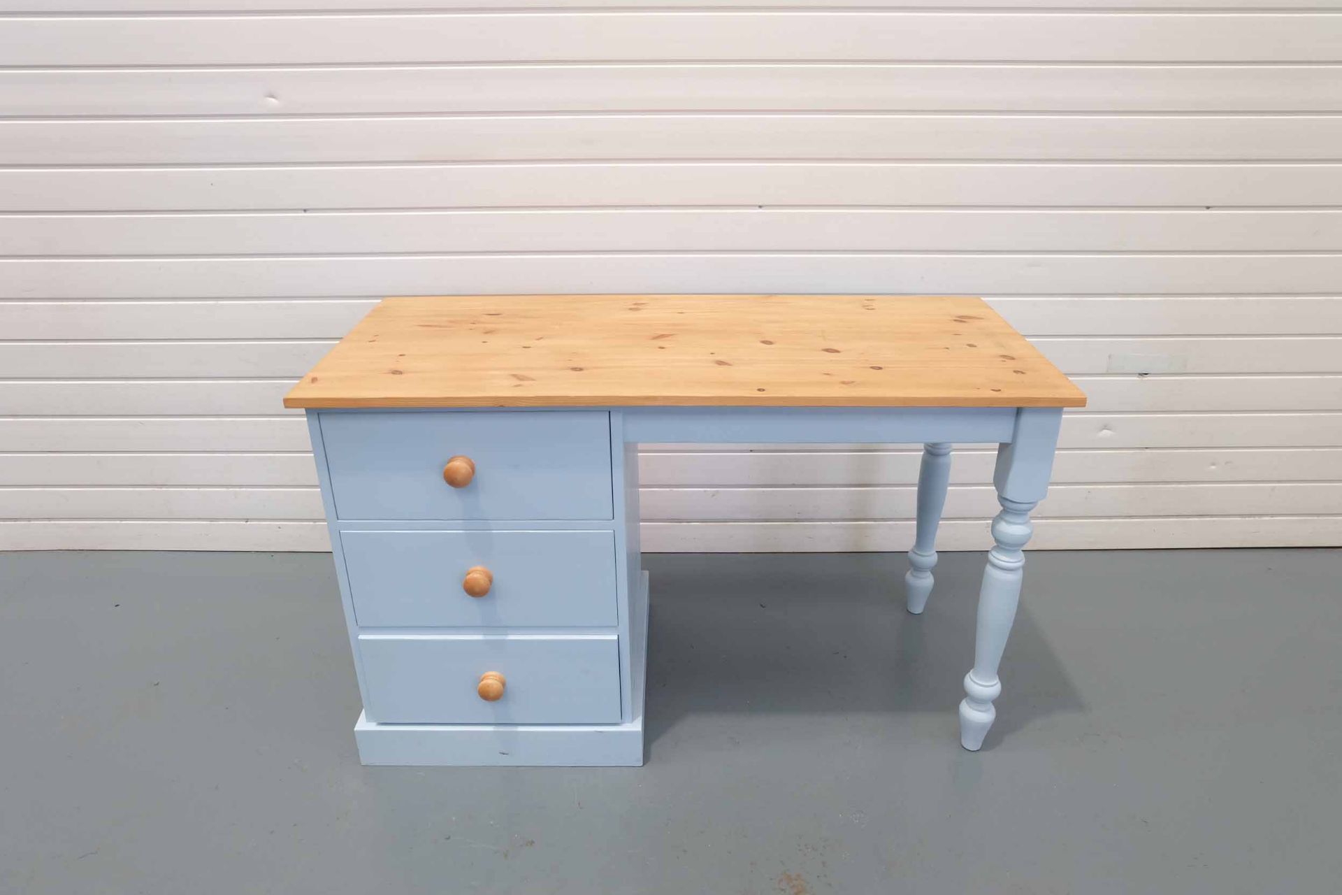 Solid Wood Desk / Dressing Table With 3 Drawers in Blue.