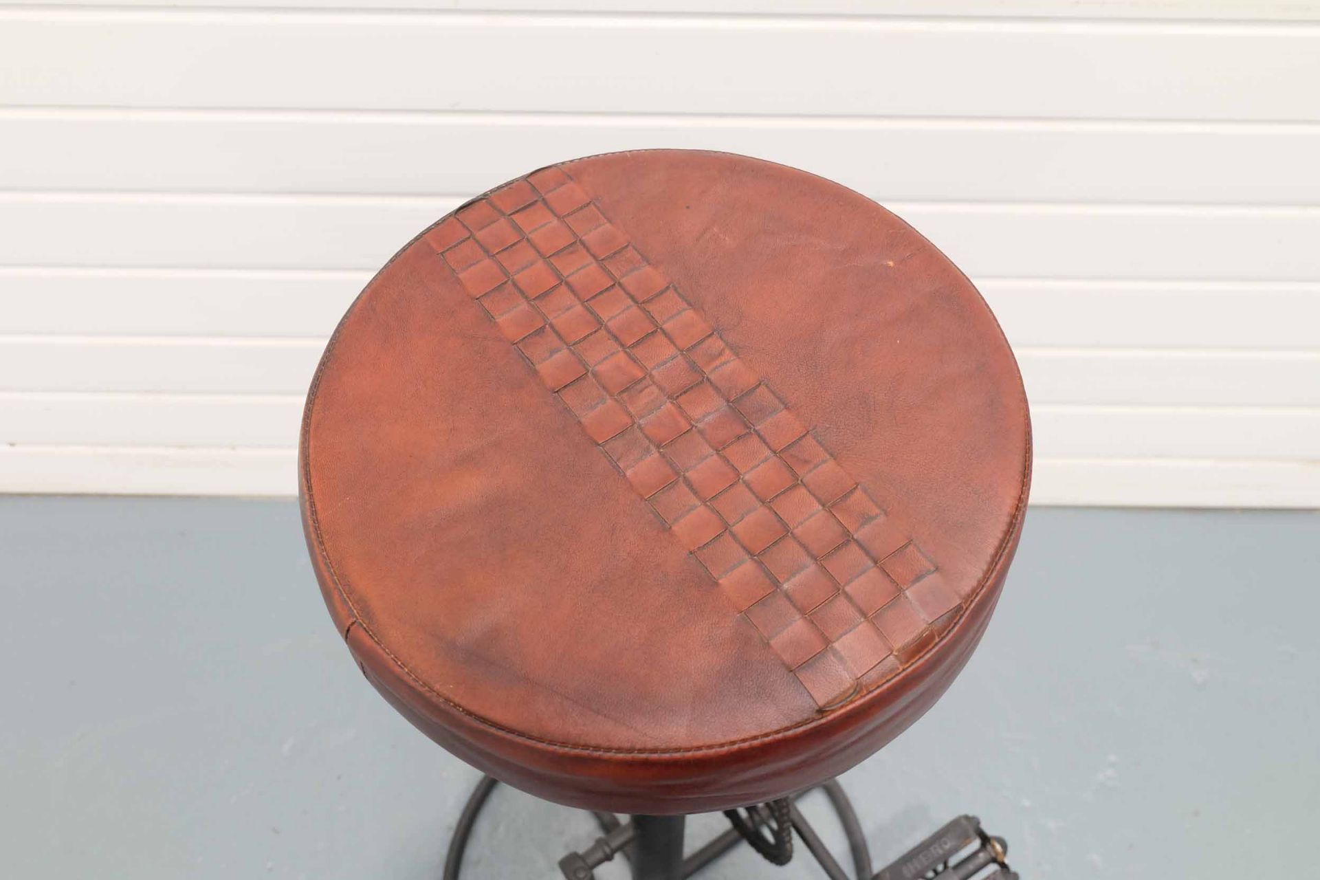 Brown Leather Bicycle Bar Stool. - Image 3 of 5