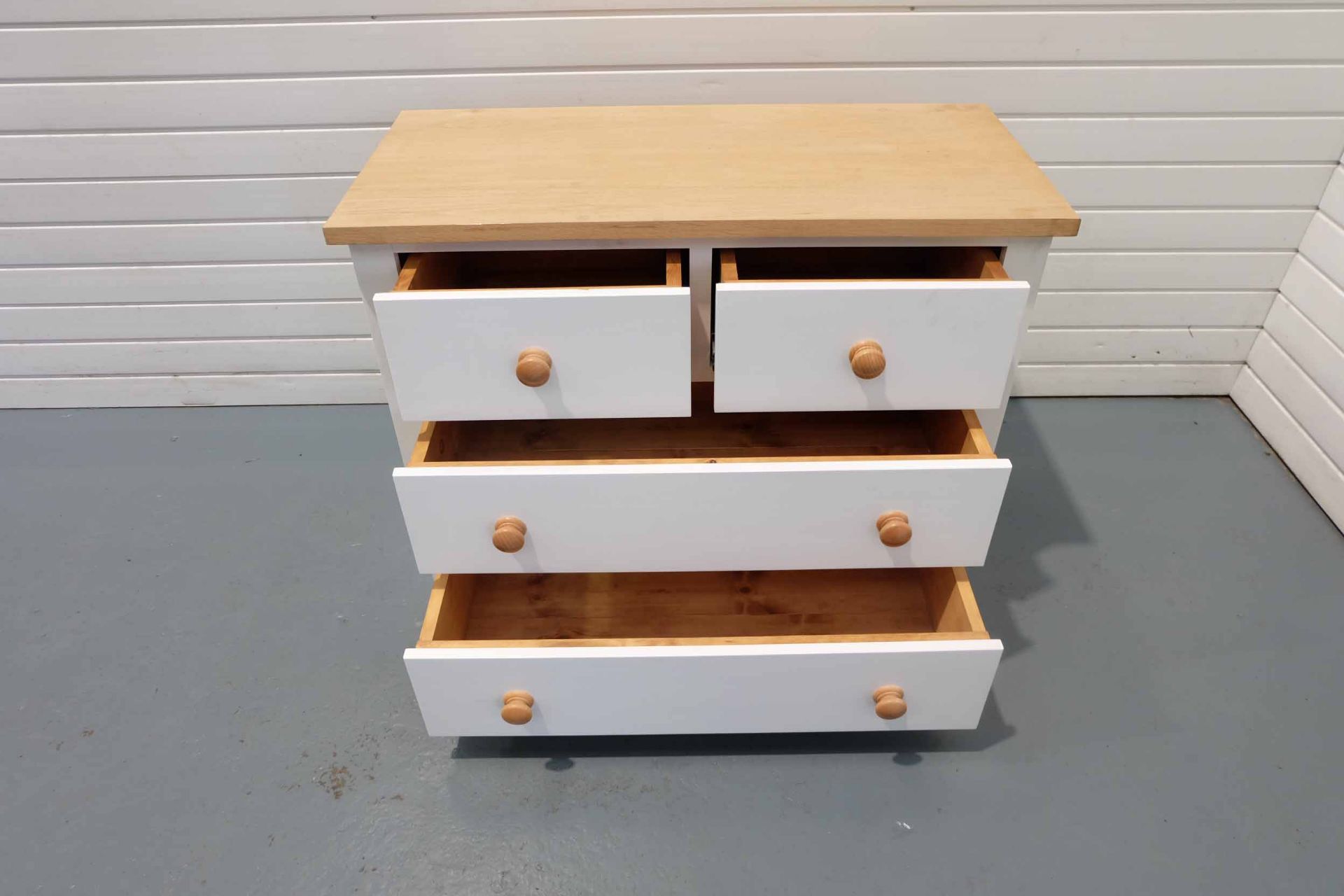 2 Over 2 Solid Wood Drawer Unit in White With Oak Top. - Image 6 of 6