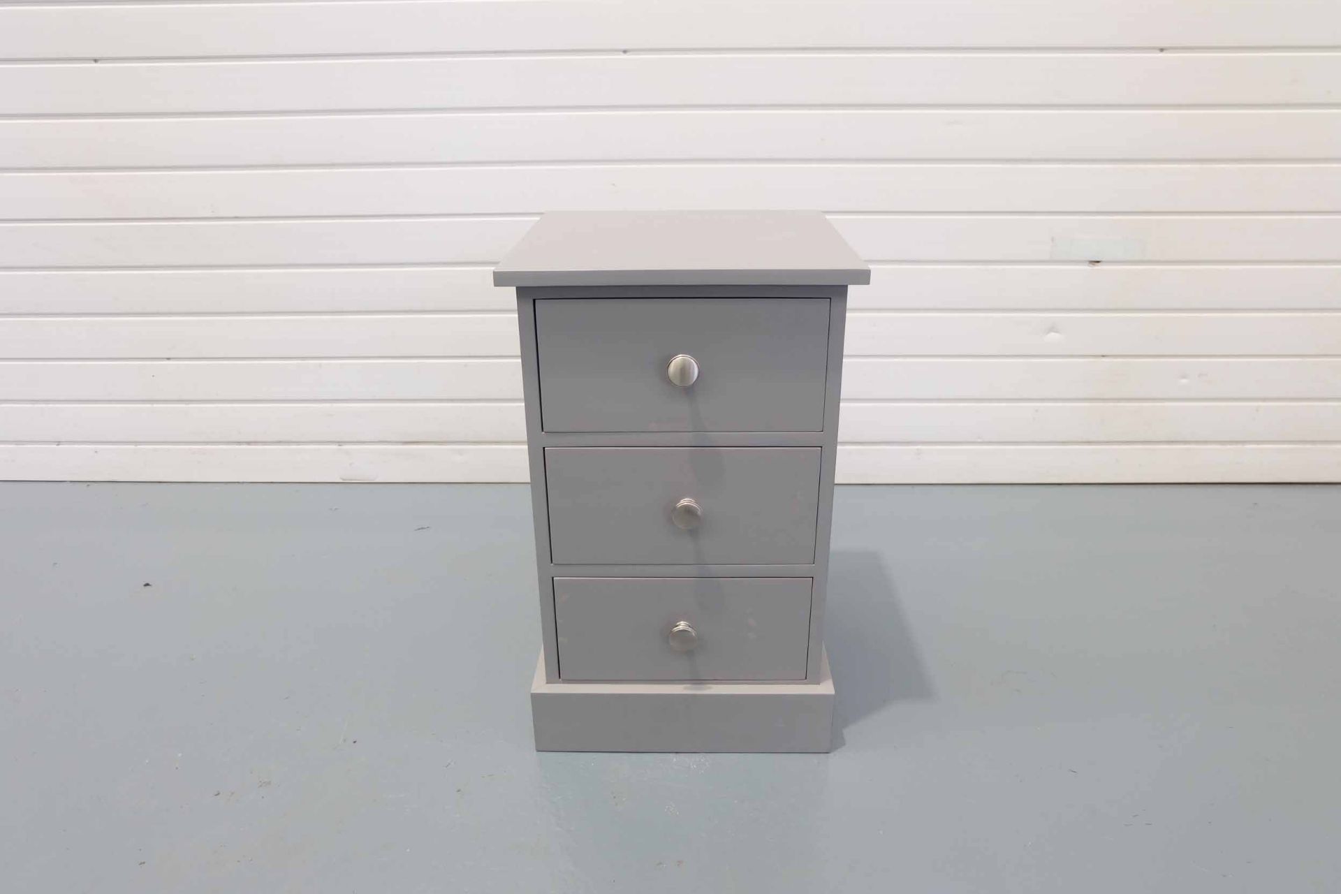 Solid Wood 3 Drawer Bedside Cabinet in Grey.