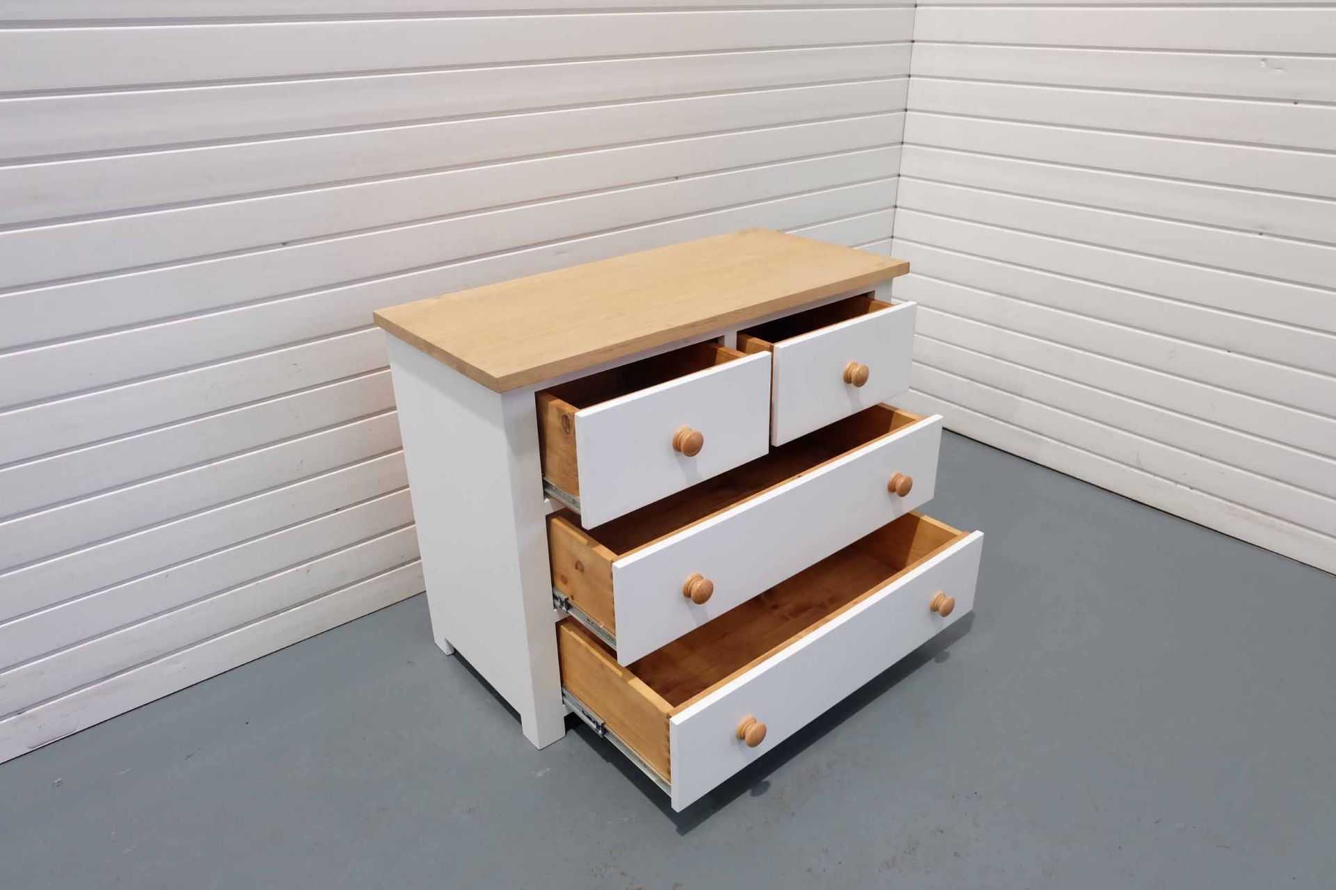 2 Over 2 Solid Wood Drawer Unit in White With Oak Top. - Image 5 of 6