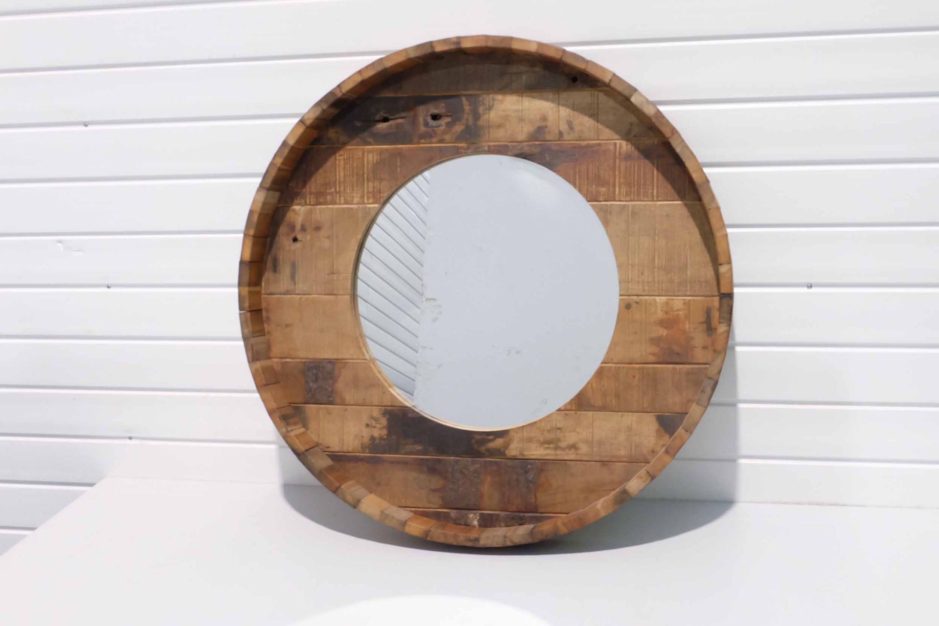 Round Driftwood Framed Mirror.