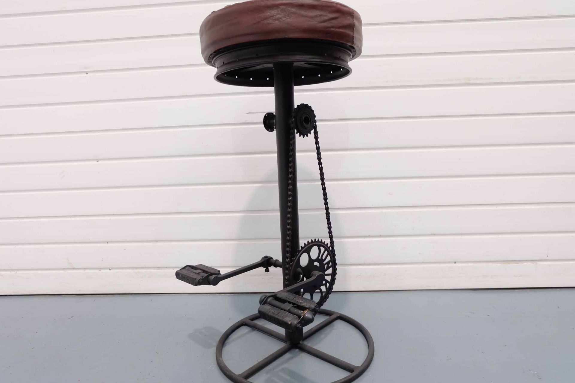 Brown Leather Bicycle Bar Stool. - Image 5 of 5