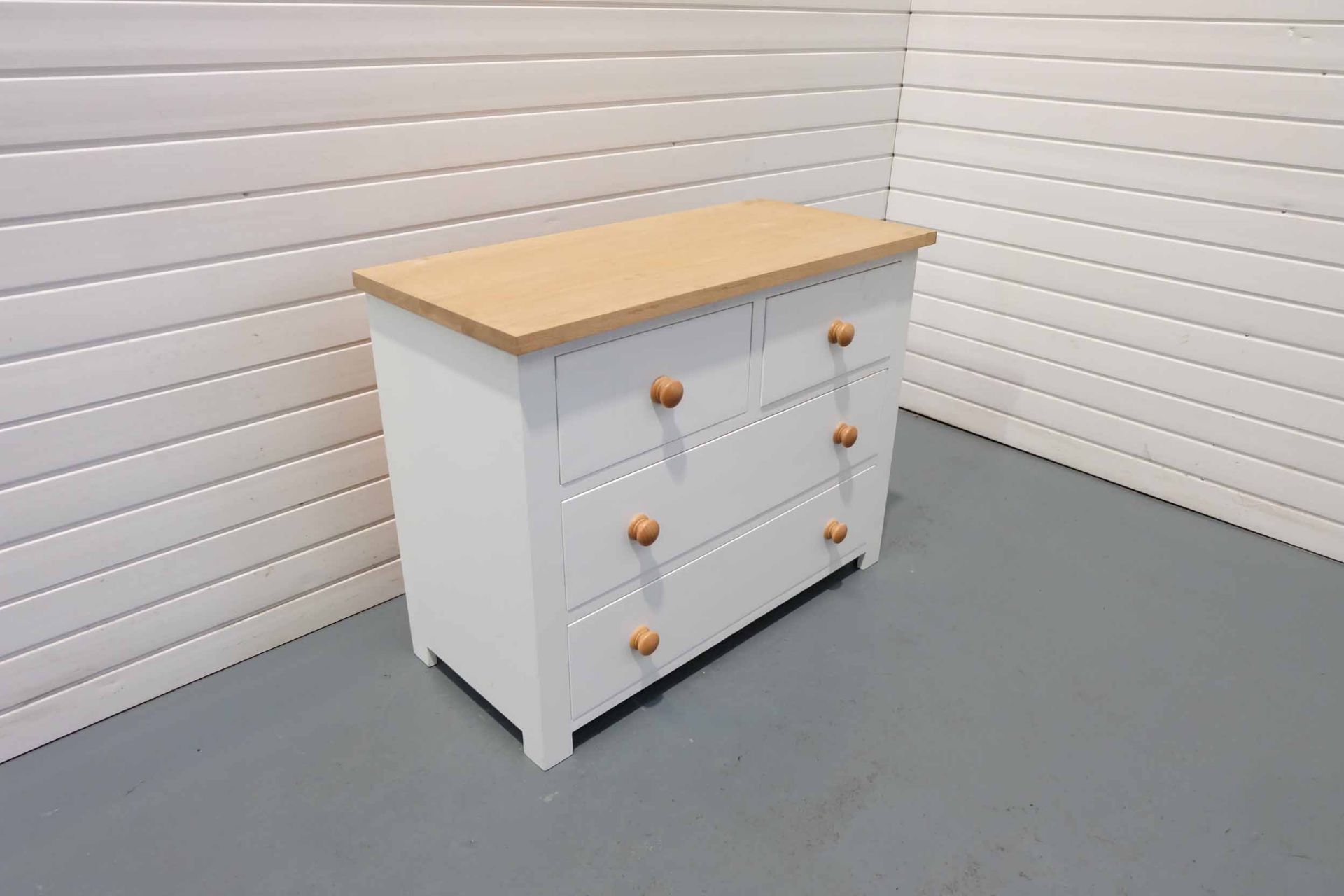 2 Over 2 Solid Wood Drawer Unit in White With Oak Top. - Image 3 of 6