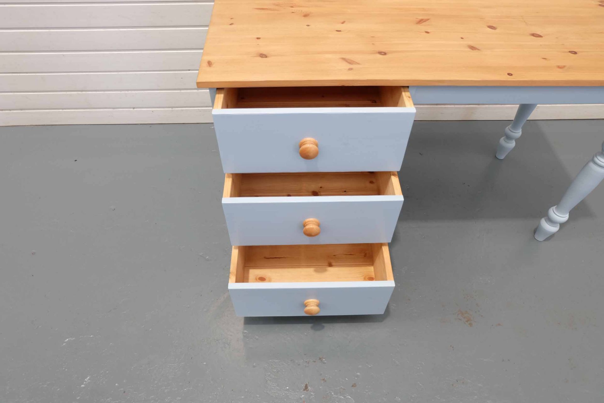 Solid Wood Desk / Dressing Table With 3 Drawers in Blue. - Image 6 of 6