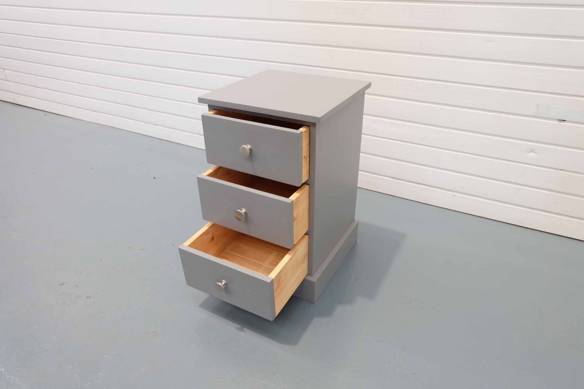 Solid Wood 3 Drawer Bedside Cabinet in Grey. - Image 5 of 5