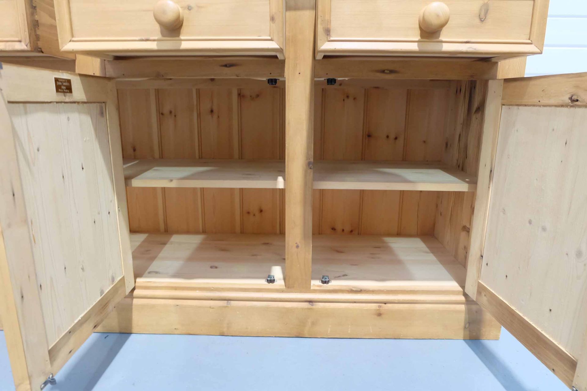 2 Piece Pine Dresser. 2 Shelves in Top Cabinet. 3 Drawers and 3 Doors in Bottom Cabinet. - Image 6 of 9