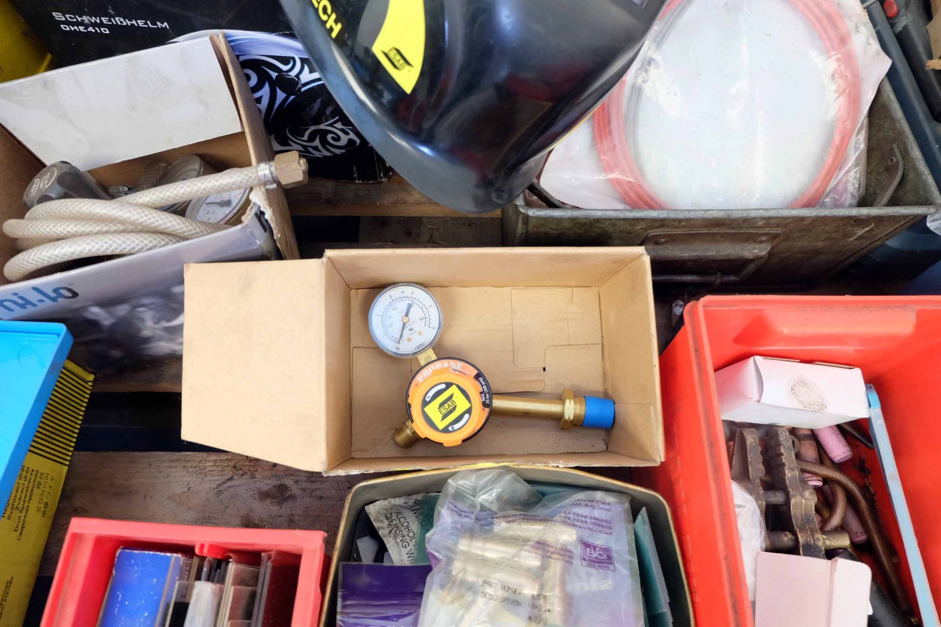 Quantity of Welding Spares & Sureweld 160 Welder. Includes Mig Wire, Tig Wire, Gauges, - Image 9 of 11
