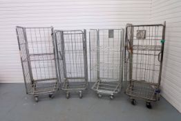 4 x Cages on Wheels. 1 x 710mm W x 820mm D x 1780mm H With 1 Shelf. 1 x 670mm W x 820mm D x 1680mm H