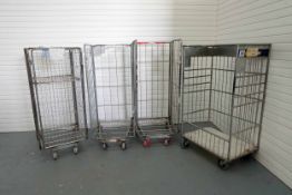 4 x Cages on Wheels. 1 x 700mm W x 840mm D x 1680mm H With Shelf & Door. 1 x 695mm W x 820mm D x 172