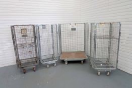 4 x Cages on Wheels. 1 x 710mm W x 850mm D x 1670mm H With Shelf & Door. 1 x 1150mm W x 990mm D x 16