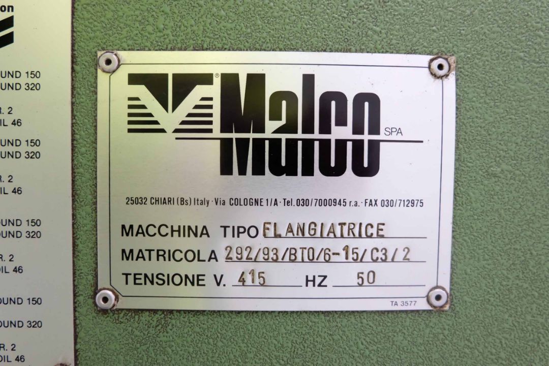 Malco Type FLANGIATRICE Tube Flanging Machine. Capacity Length 6ft. Capacity Diameter 3ft Approx. - Image 8 of 8
