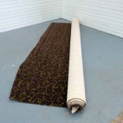 Roll End of Patterned Carpet. Green & Brown. Size 4.6m x 3.66m Approx.