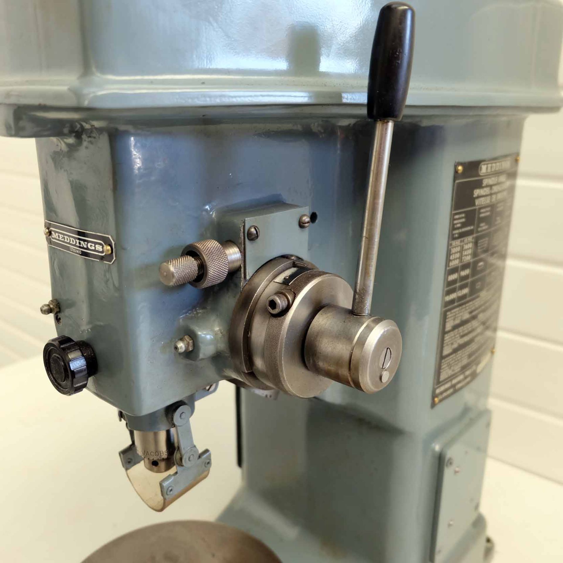 Meddings 13760/M10 High Speed Drill. Spindle Speeds 3000 - 6000rpm. 7" Diameter Adjustable Table. Si - Image 8 of 9