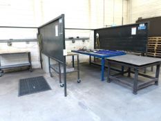 Welding Workstation Inc: 9 x Various Metal Benches / Trolleys, Rexon BG1502A Benchtop Grinder,
