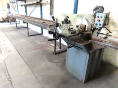 Optimum Horizontal Band Saw with Quantity of Metal Roller Conveyor and Metal Frames, Approx 7m