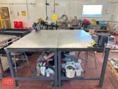 Steel Work Table: 6' x 6' with (2) Bench Vices: 8