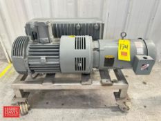 Busch Vacuum Pump, Model: RA0250D5Z3ZZZZ with Baldor 1,770 RPM IEC Motor: Mounted on Portable S/S Ba